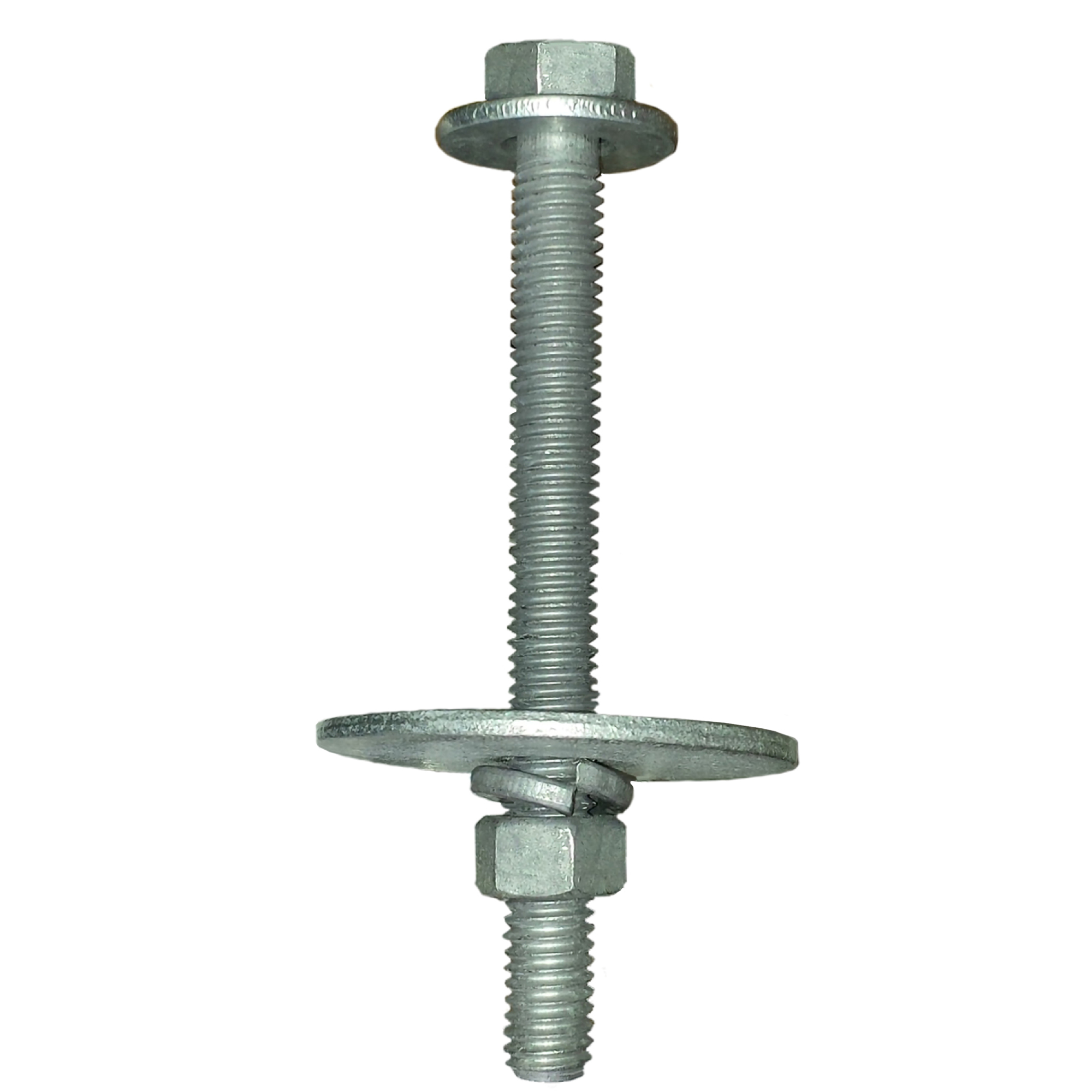 Multinautic Galvanized Hex Bolt Kit — 3/8in. x 3-1/2in., Includes Nut, Lock, 2 Flat Washers, 12-Pk, Model# 22203